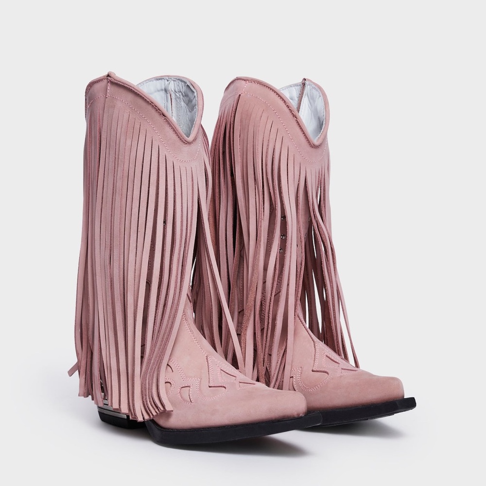 Dolls Kill Pink Fringe Western Boots - Picture 3 of 12